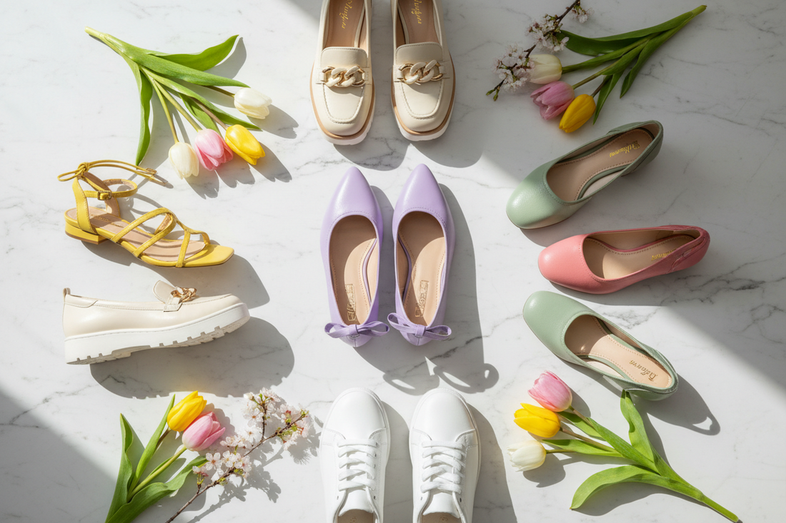 Stylish women spring shoes including ballet flats sneakers loafers and sandals for 2026 fashion trends