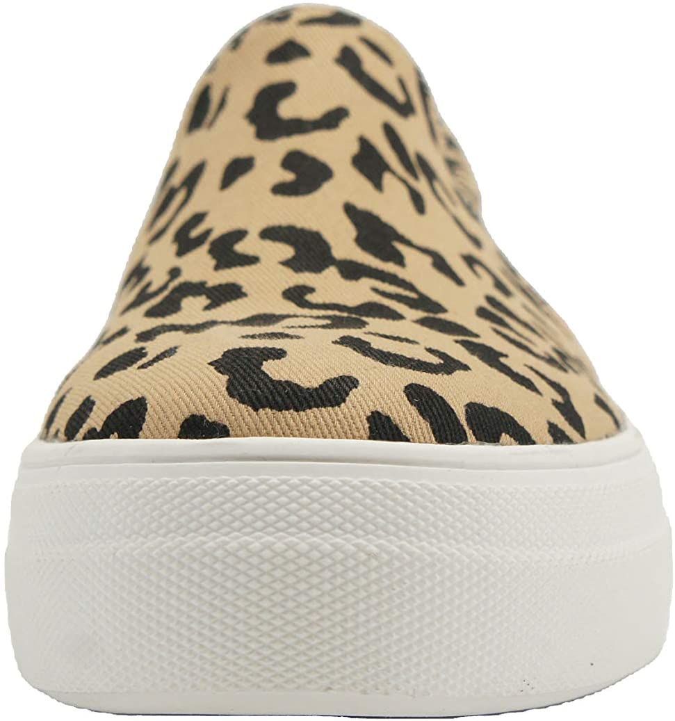 Soda HIKE-G Bob Cat Women Slip-On Loafers Casual Sneakers Flat Shoes Memory Foam Insoles Cheetah Print Comfort Footwear