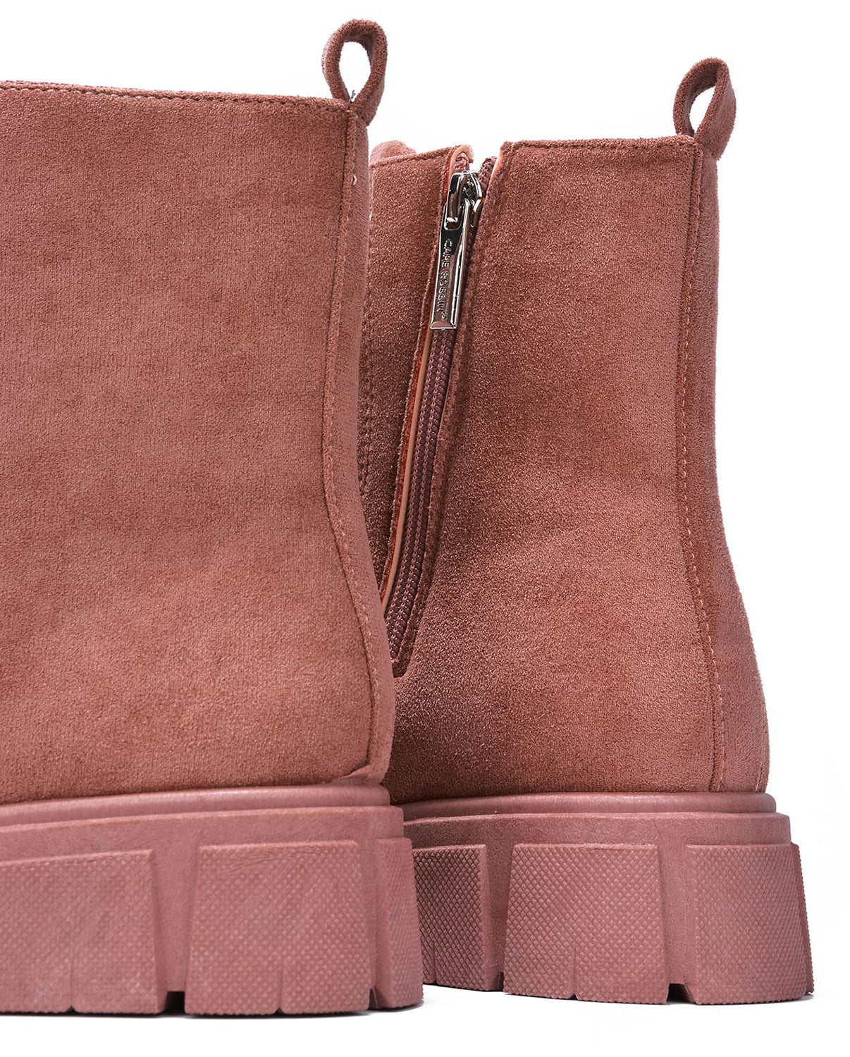 Cape Robbin SHANDA Mauve Women Ankle Combat Boots Lug Platform Lace-Up Round Toe Side Zipper Suede - Accent Foot Fashions