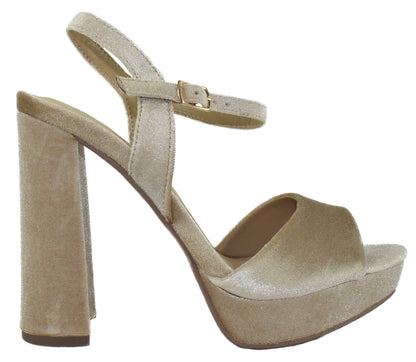 Delicious FOREST-S Wheat Women Platform Dress Sandals Peep Toe Ankle Strap High Heel Faux Suede Formal Evening Heels - Accent Foot Fashions