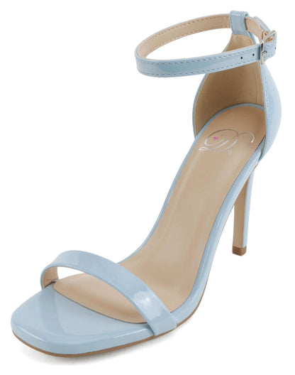 Delicious JAIDEN-S Blue Women Ankle Strap Stiletto High Heel Open Toe Dress Sandals Faux Leather - Accent Foot Fashions