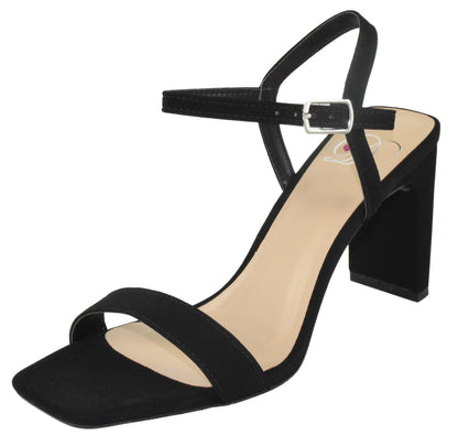 Delicious VESTIA-H Black Women Thick High Heel Sandals Ankle Strap Open Peep Toe Faux Vegan Block Heels Stylish Dress Shoes - Accent Foot Fashions