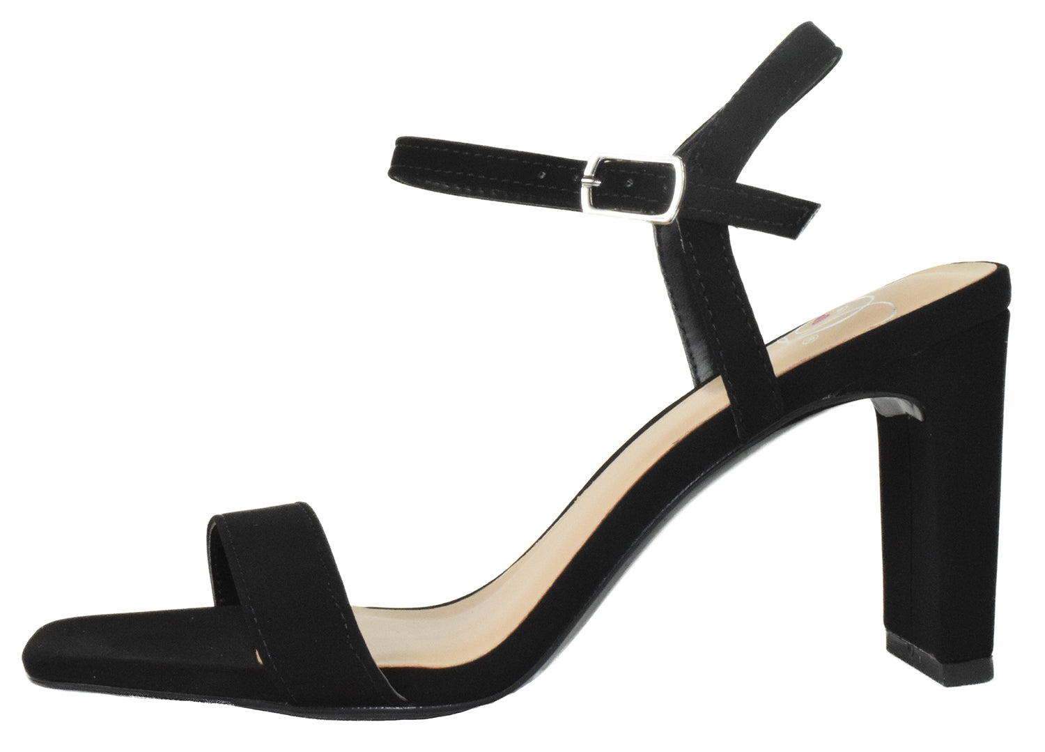 Delicious VESTIA-H Black Women Thick High Heel Sandals Ankle Strap Open Peep Toe Faux Vegan Block Heels Stylish Dress Shoes - Accent Foot Fashions