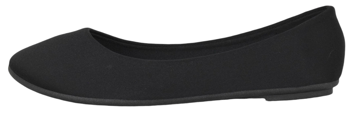 Forever FLEXIBLE-62 Black Women Ballet Flats Round Toe Satin Slip-On Shoes Gel Memory Foam Comfort Insole Casual Dress Flats-1