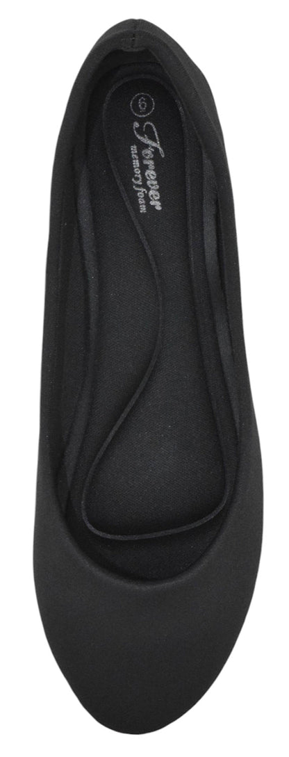 Forever FLEXIBLE-62 Black Women Ballet Flats Round Toe Satin Slip-On Shoes Gel Memory Foam Comfort Insole Casual Dress Flats-2
