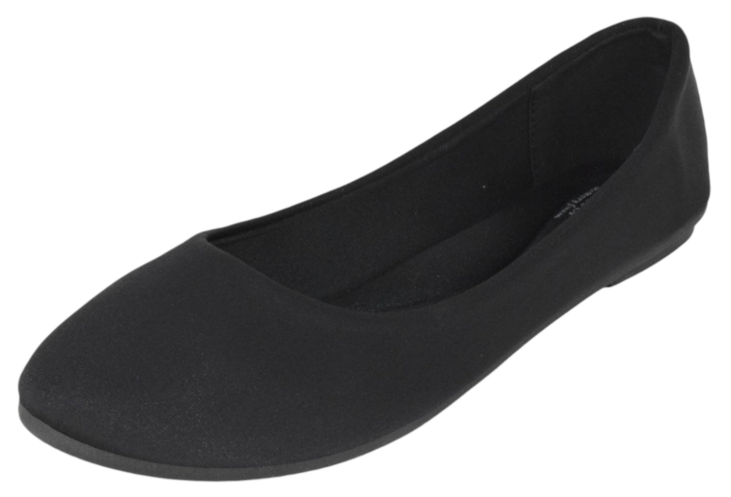 Forever FLEXIBLE-62 Black Women Ballet Flats Round Toe Satin Slip-On Shoes Gel Memory Foam Comfort Insole Casual Dress Flats-0