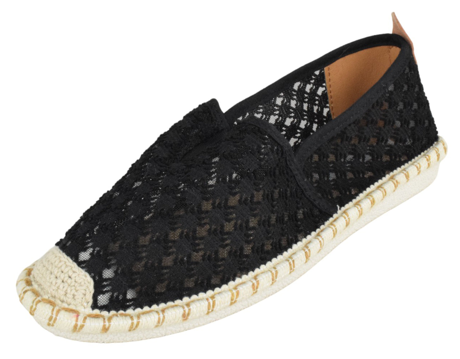 Forever Link PLEDGE-16 Black Women Canvas Slip-On Loafers Breathable Knit Espadrille Style Lightweight Casual Shoes-0