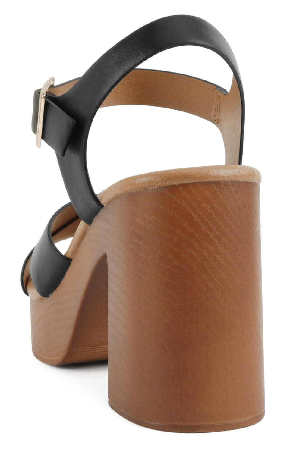 Soda BONNET-S Black Women Platform Heeled Sandals Open Toe Criss-Cross Strap Ankle Buckle Chunky Block Heel - Accent Foot Fashions