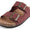 Soda JETE-S Burgundy Women Slide Sandals Double Buckle Adjustable Cork Footbed Lightweight Comfort Flats - Accent Foot Fashions