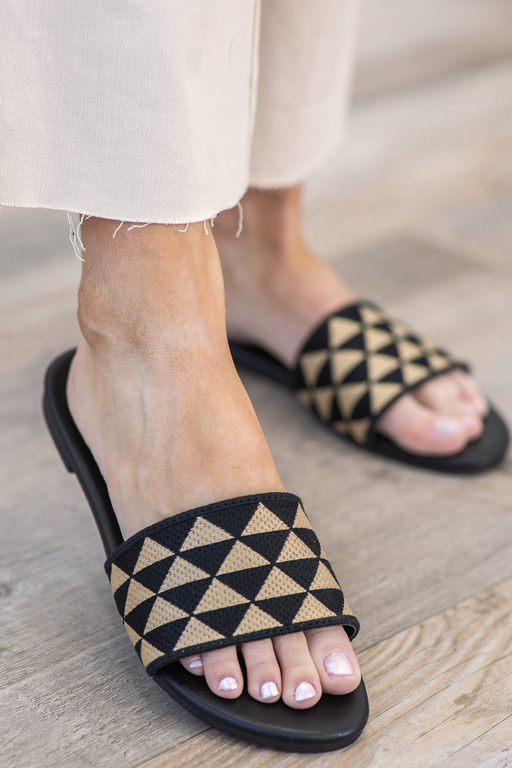 TOP MODA ONO-5 Navy Women Flip Flops Patterned Slide Sandals Casual Summer Shoes - Accent Foot Fashions